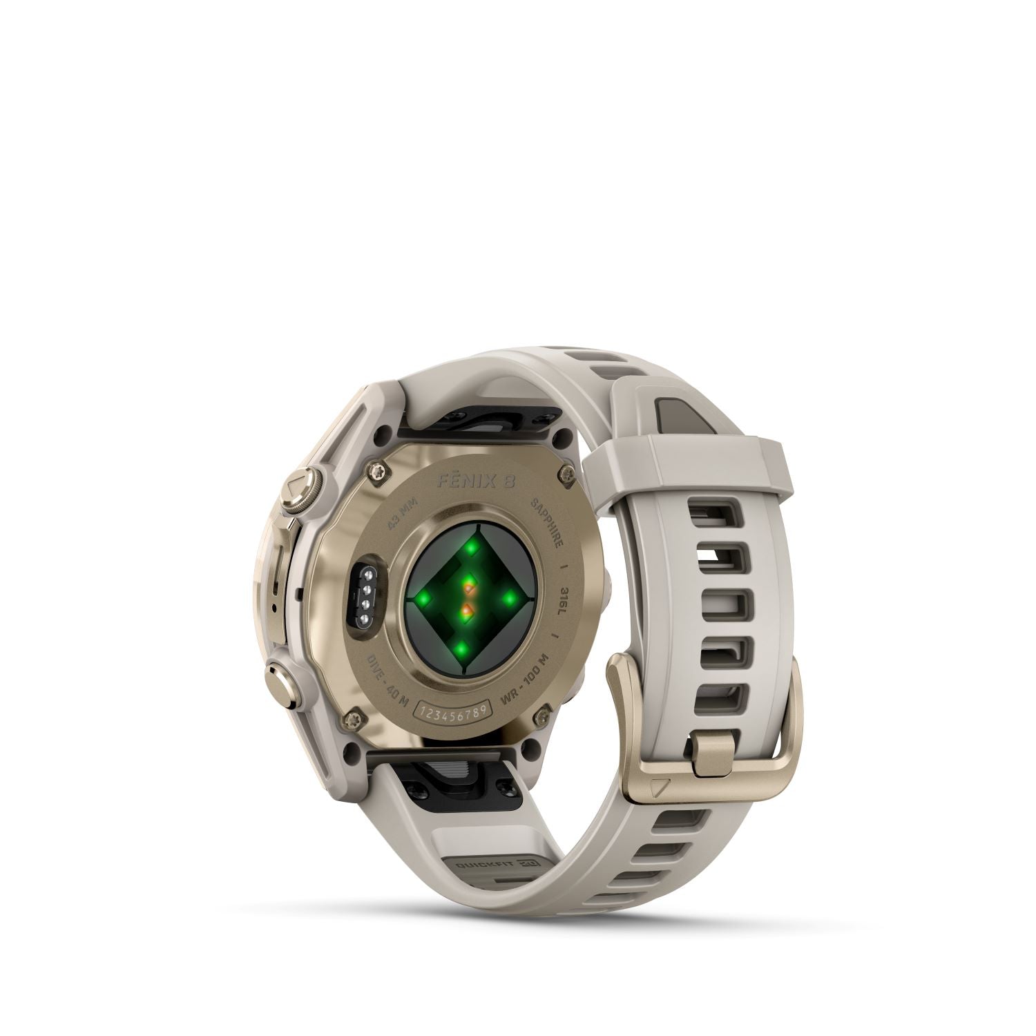 Garmin Fenix 8 - 43 mm, Amoled, Sapphire-Soft gold with fog gray/dark sandstone silicone band