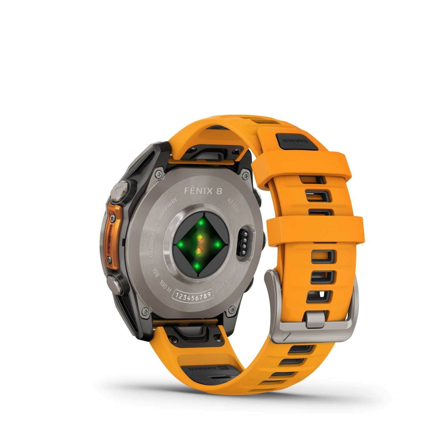 Garmin Fenix 8 – 47 mm, Amoled Sapphire-Titanium with spark orange/graphite silicone band