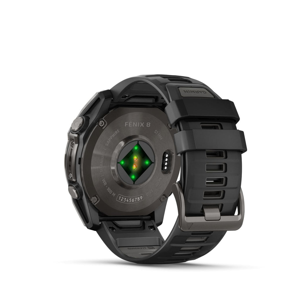 Garmin Fenix 8 – 51 mm, Amoled Sapphire- Carbon gray DLC titanium with black/pebble gray silicone band