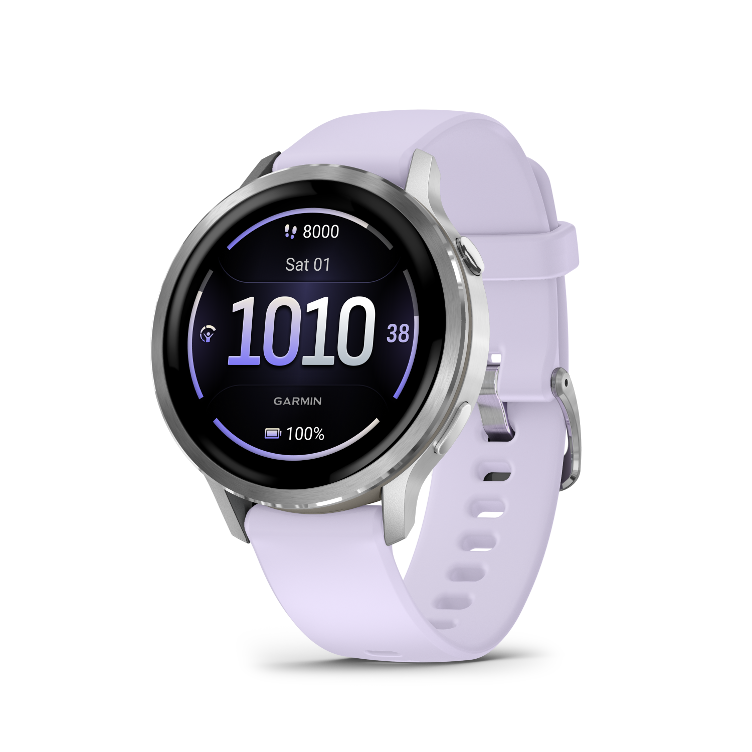 Garmin Venu 4 - 41 mm Silver with Periwinkle Silicone Band