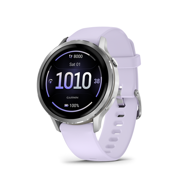 Garmin Venu 4 - 41 mm Silver with Periwinkle Silicone Band